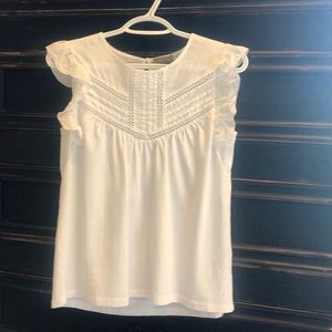 Jcrew white ruffle sleeve top.